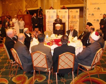 الشيخ صادق فى حفل استقبال ضم عددمن الشخصيات الاسلامية بمؤتمر مؤسسة القدس السادس بالدوحة 10-10-2008 